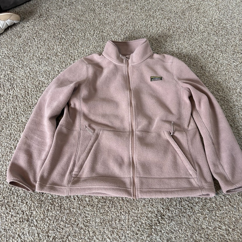 ll bean mountain classic womens xl fleece jacket pink zip up